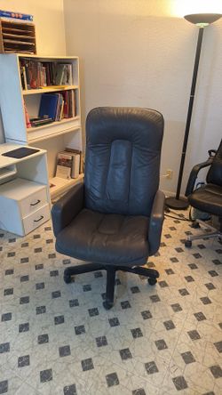 Grey leather office chair