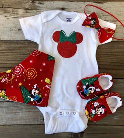 6-9 months baby girl Minnie Mouse Christmas outfit