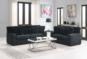 FREE White Glove Delivery – S1800 Tarra Black Sofa & Loveseat Set | Brand New
