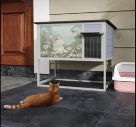 New in box Outdoor Cat House, Wood Cat Enclosure sku-A1409
