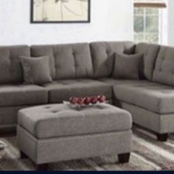 Gorgeous Coffee Colored Sectional Set with Ottoman 