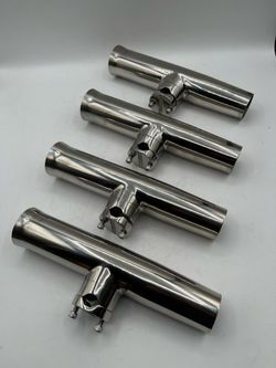 3/4" Rail Mount Clamp-on Rocket Launcher Fishing Rod Holder, Stainless Steel (4 Pieces)