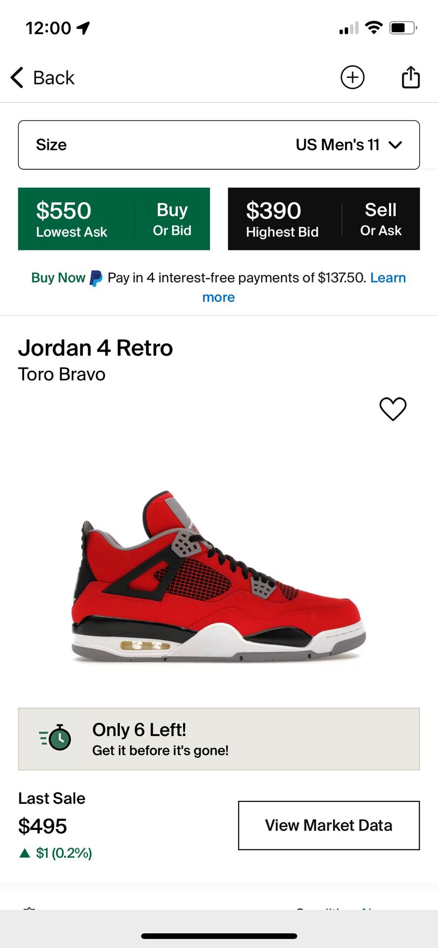 Nike air Jordan 4 Retro Toro Bravo