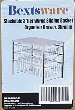 Stackable 3 tier Wired Sliding Basket organizer