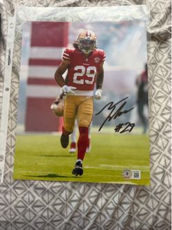 Signed Talanoa Hufunga 49ers photo authenticated by Beckett