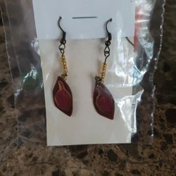 Handmade Earrings Leaf Dangle Gift 