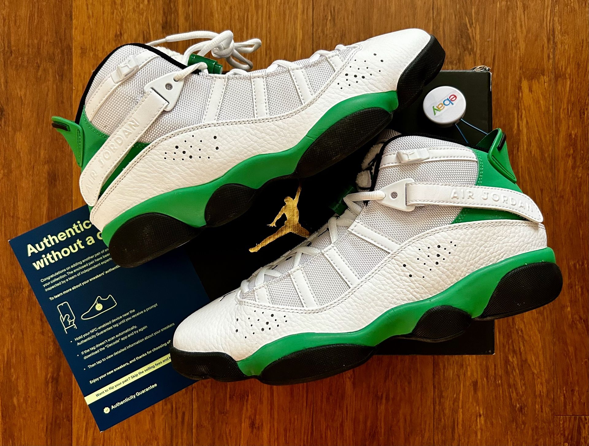 NWT Nike AIR JORDAN 6 LUCKY GREEN/WHITE/BLACK Basketball Shoes! SIZE 10!