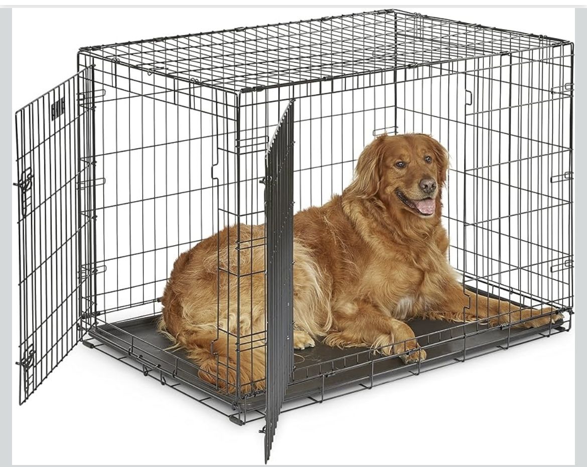 Homes for Pets Newly Enhanced Single & Double Door iCrate Dog Crate, Includes Leak-Proof Pan, Floor Protecting Feet, Divider Panel & New Paten