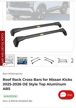 Roof Rack Cross Bars for Nissan Kicks 2025-2026 OE Style Top Aluminum ABS