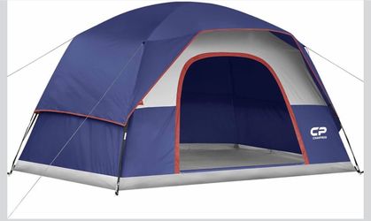 6 Person, Waterproof Windproof Double Layer Dome Tent, Easy Setup with Large Mesh Windows & Wide Door for Outdoor Camping Backyard