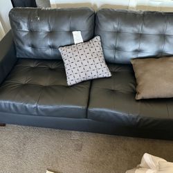 Faux Leather Sofa Black ** FREE**