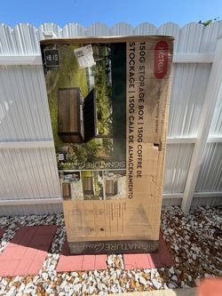 Keter Signature 150 Gallon Resin Deck Box - New In Box Ashwood (Retails $219) - 2 Available