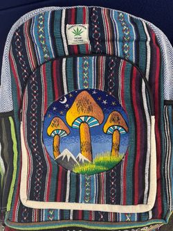 Hemp Backpack  Embroidered Mushroom,3 style choose any