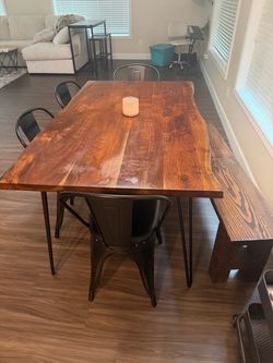 Custom Raw Edge Dining table & chairs