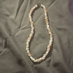 Pink And White Shell Beaded Necklace