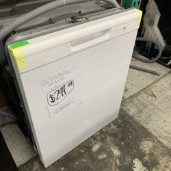 GE Front Control White Dishwasher 