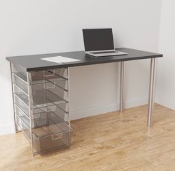 Elfa Minimalist Desk Set + Modern White Office Chair