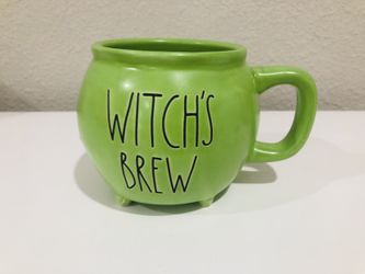 Rae Dunn Green Witches Brew Cauldron Mug 
