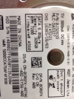 Laptop Harddrive 320Gb 2.5"