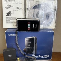 Canon Powershot S80 Compact 8MP 3.6x Wide Zoom 2.5" LCD Screen Digital Camera