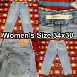 Levi's '94 BAGGY Blue Jeans Women’s Sz 34x30 Blue Relaxed Straight Denim Zip Fly