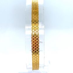 14K Yellow Gold 7” Flat Weave Bracelet 4.84g 4.6mm I-1830