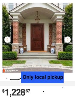 🌺 Krosswood Doors 36 in. x 80 in. Rustic Knotty Alder 2-Panel Arch Top Right- Hand/Inswing BEHR Red Mahogany Stain Wood Prehung Front Door #3680