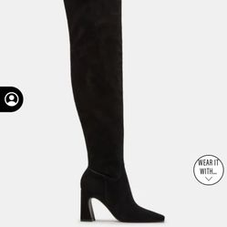 Black Suede Thigh Boots 