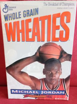 Vintage 1989 Michael Jordan Basketball Wheaties collectors edition box sealed no cereal. See our other great vintage art antiques jewelry watches fish