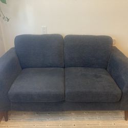 CHARCOAL BLUE LOVESEAT SOFA