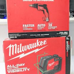 100ft Milwaukee Laser Level Combo + FUEL Drywall Screwgun 