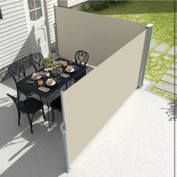 276 x 71 inch aluminum retractable patio awning, outdoor foldable privacy splitter, water and UV resistant, wind blocker for garden, patio $ 140