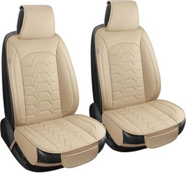 Universal *2 Front* Car Seat Covers PU Leather Beige