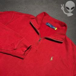 Polo Ralph Lauren Quarter-Zip Sweater Men's XL Red Pullover Long Sleeve Preppy