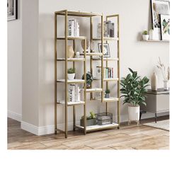 Gold/White Marble Display Bookshelves - Best Offer