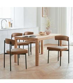 Brown Faux Leather Counter height Chairs Set of 4 Modern Chair Armless, Upholstered, Kitchen Chair, with Curved Backrest brand new in box $200 Y24（4）