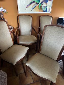 4 Drexel Heritage Upholstered Chairs in light gold