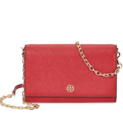 Tory Burch Robinson Chain Wallet- Red