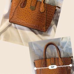 Brown Leather Textured Handbag