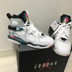 Jordan Air Jordan 8 Retro South Beach High Top Retro Basketball Shoes Men's Gray 