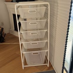 Metal mesh drawer storage white
