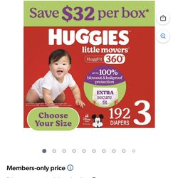Diapers Huggies 3. 192 Ct 