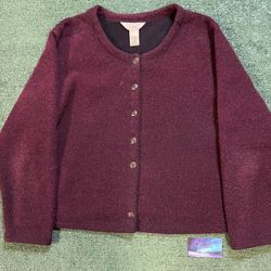 LL Bean cardigan maroon jacket