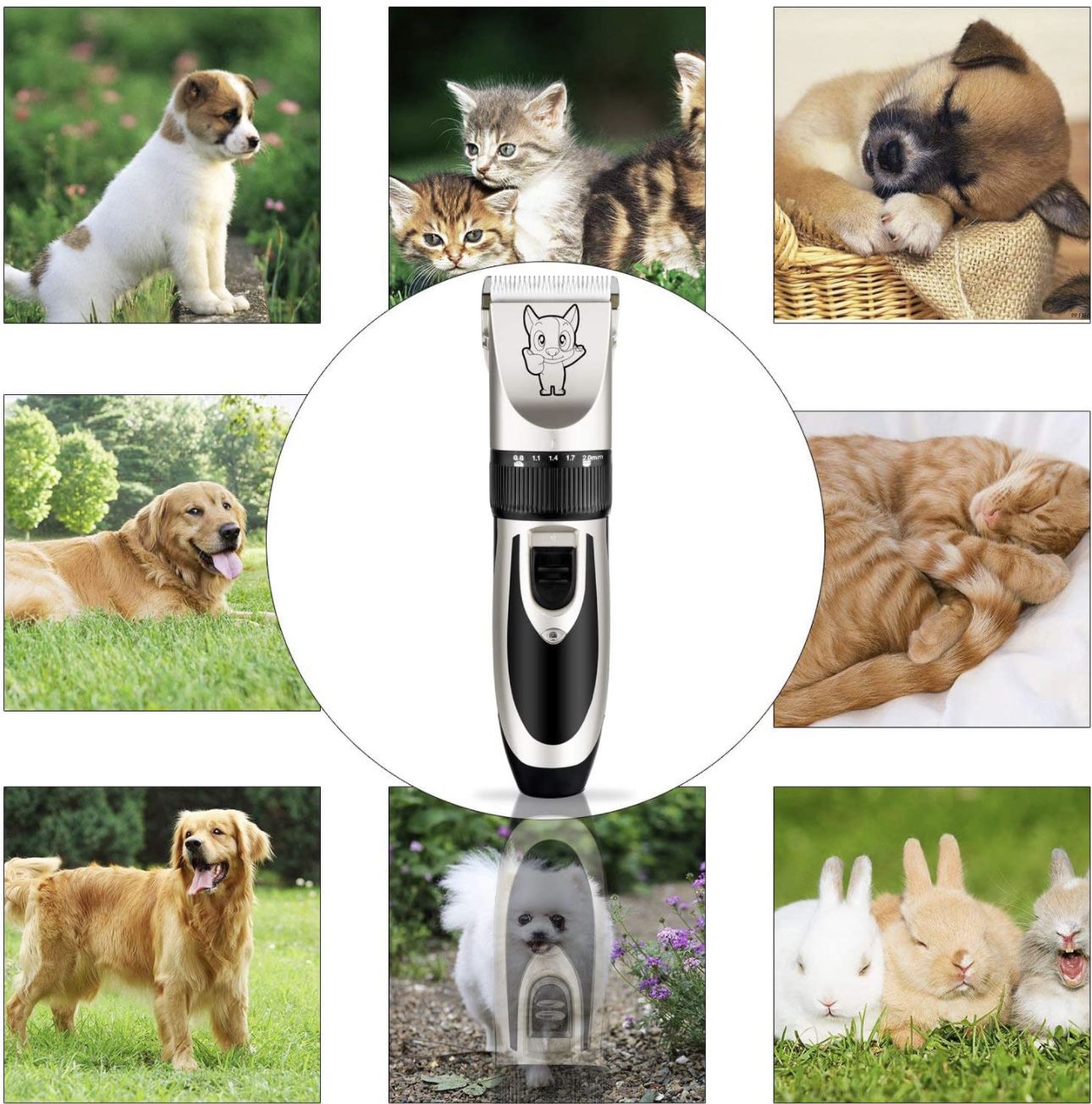Dog Grooming Kit Clippers, Low Noise, Electric Quiet, Rechargeable, Cordless, Pet Hair Thick Coats Clippers Trimmers Set, Suitable for Dogs, Cats, and