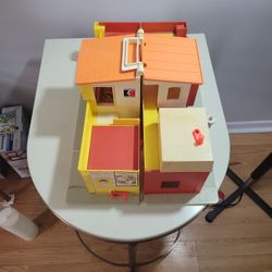 Vintage Fisher Price Play Family Village Nearly Complete,