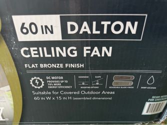 Hampton Bay 60” Dalton Ceiling Fan Flat Bronze Finish No Light