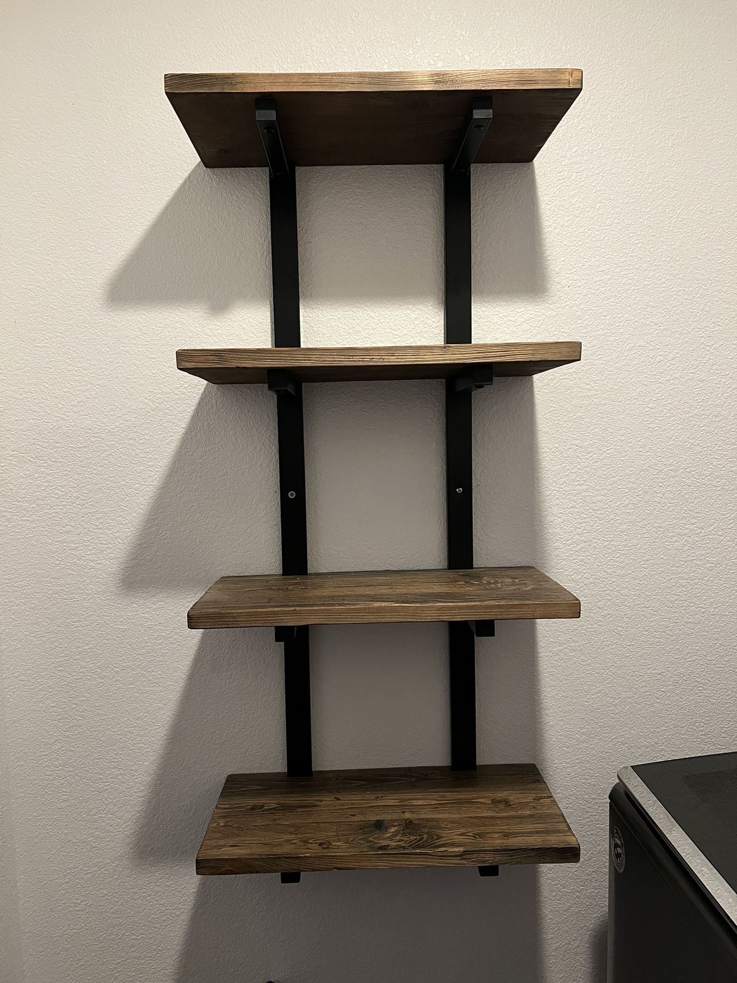 Metal and Solid Wood Wall Shelf