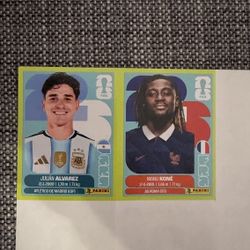 Panini World Cup 2026 GREEN PARALLEL Stickers - Julián Álvarez & Manu Koné (1:1,400 Rare)