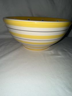 Yellow Striped and Polka Dot Bowl From Terramoto Ceramic