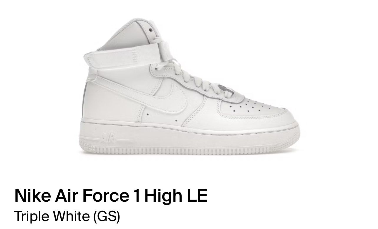 SIZE 6Y NIKE AIR FORCE 1 HIGH LE (GS) DH2943 111